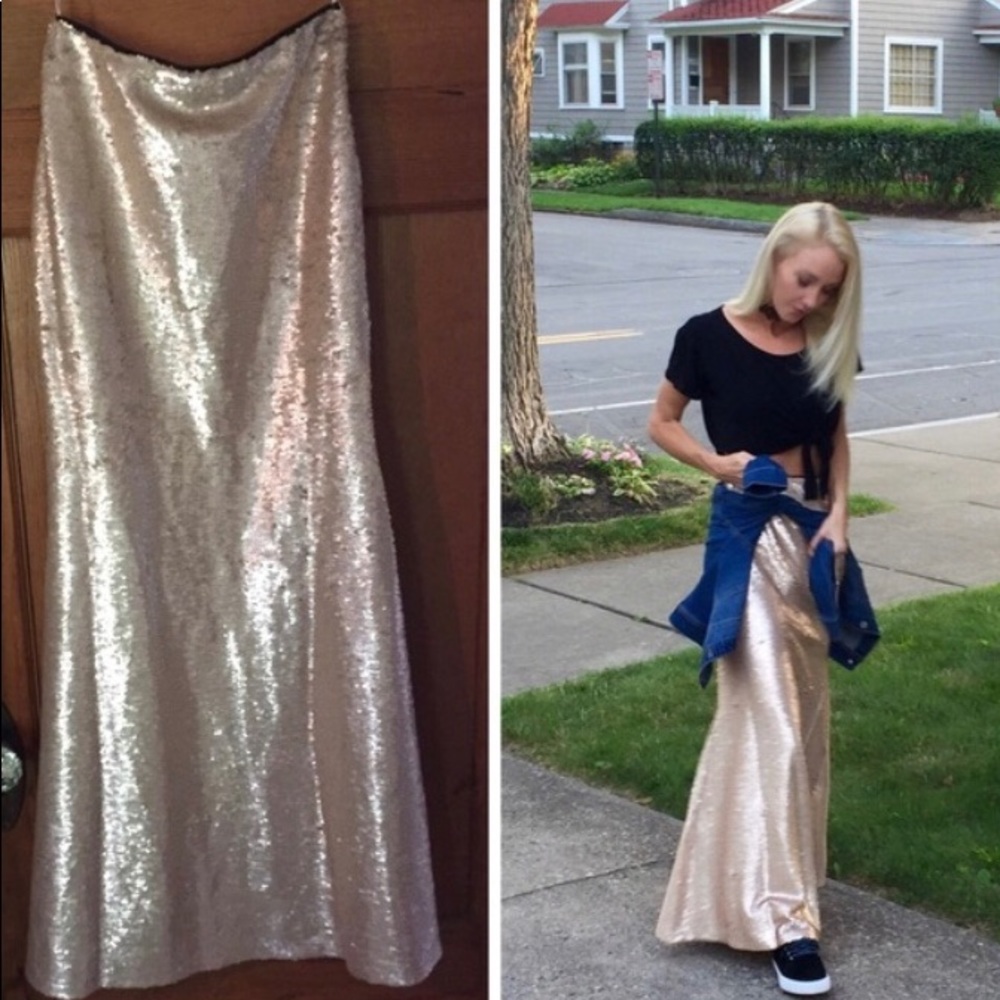 ASOS Mermaid Rose Colored Sequin Maxi Skirt